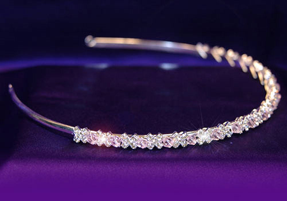 Bridal Wedding Pink Crystal Headband Tiara XT1089-2