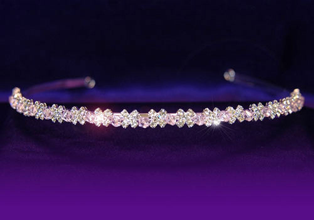 Bridal Wedding Pink Crystal Headband Tiara XT1089-1
