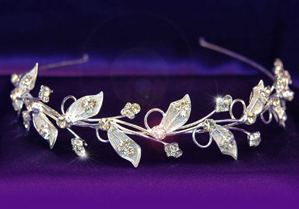 Bridal Wedding Leaf Leaves Crystal Headband Tiara XT1091-0
