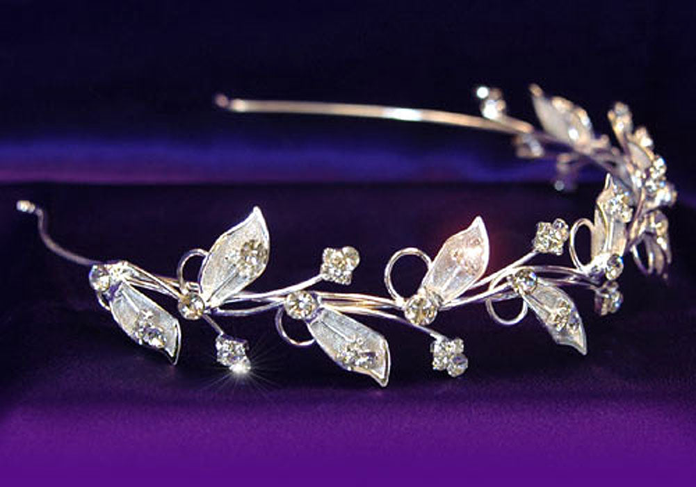 Bridal Wedding Leaf Leaves Crystal Headband Tiara XT1091-1