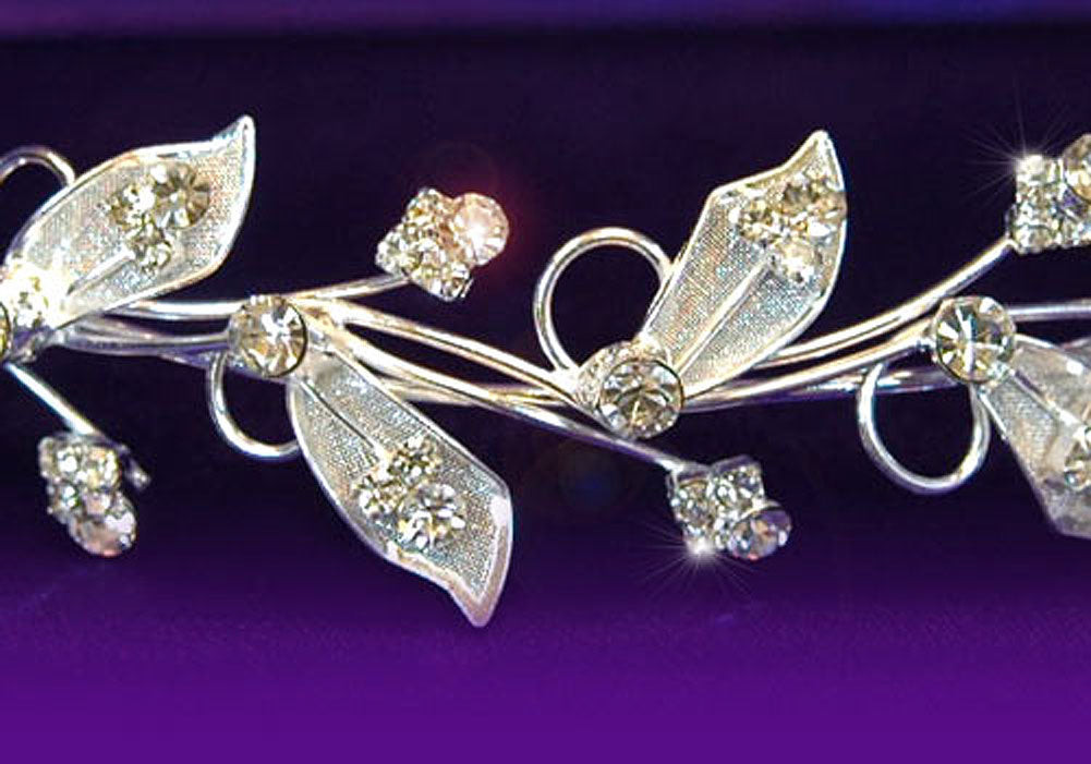 Bridal Wedding Leaf Leaves Crystal Headband Tiara XT1091-2