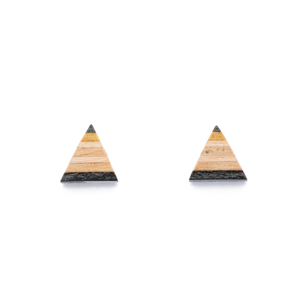Triangle Recycled Skateboard Stud Earrings-0