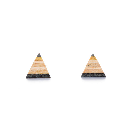 Triangle Recycled Skateboard Stud Earrings-0