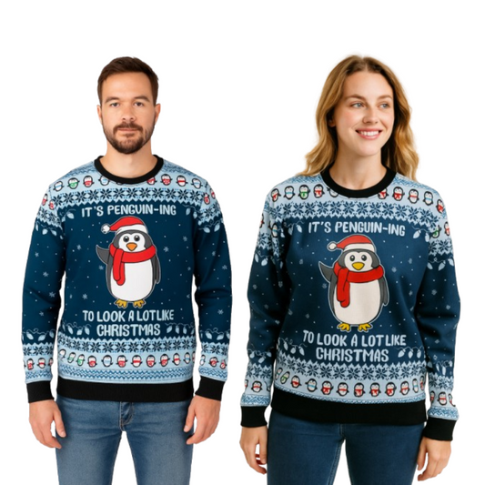 Couple - Cute Penguin Sweater with Pom Pom