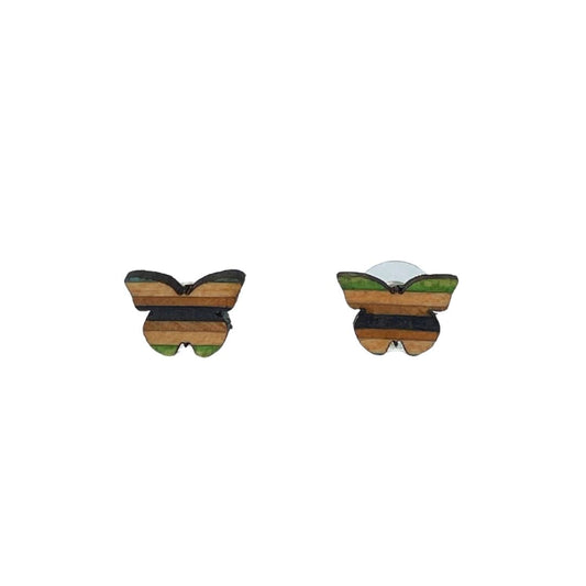 Butterfly Recycled Skateboard Stud Earrings-0