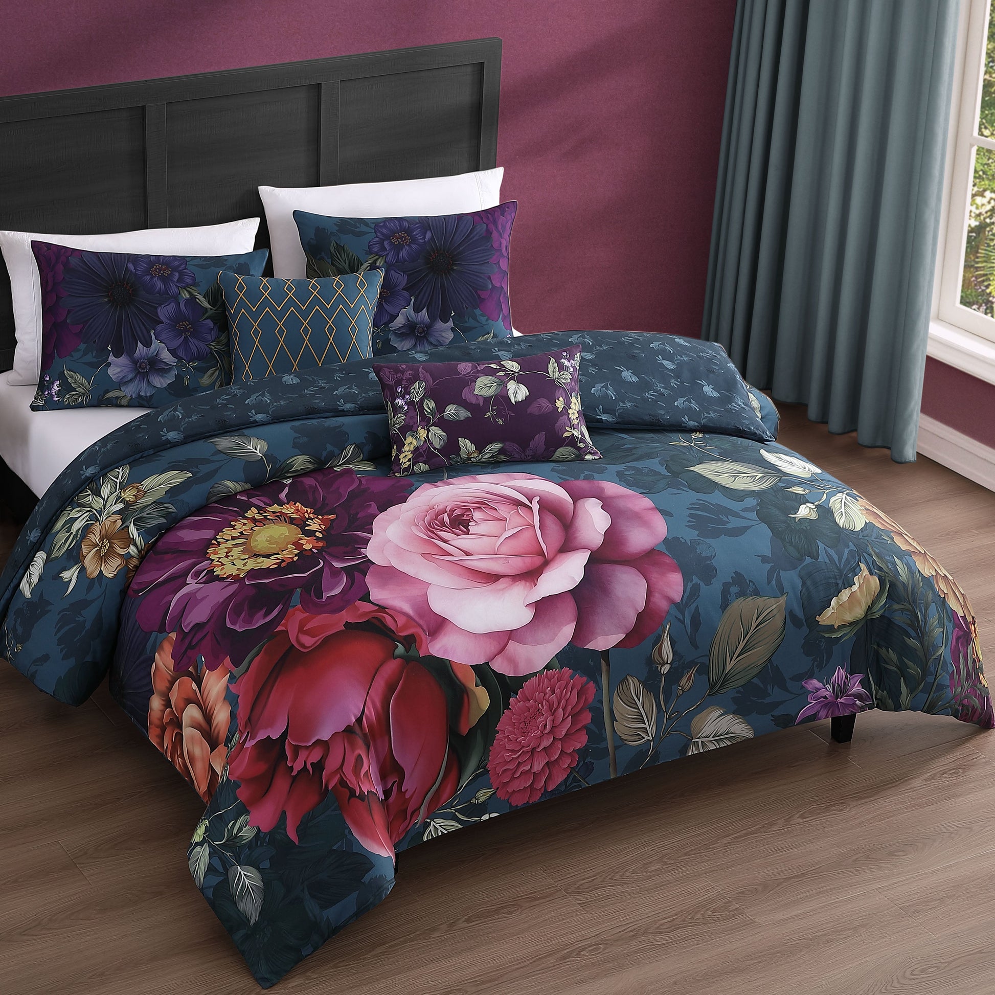 Bebejan Vibrant Flora 5 Piece Reversible Comforter Set-4