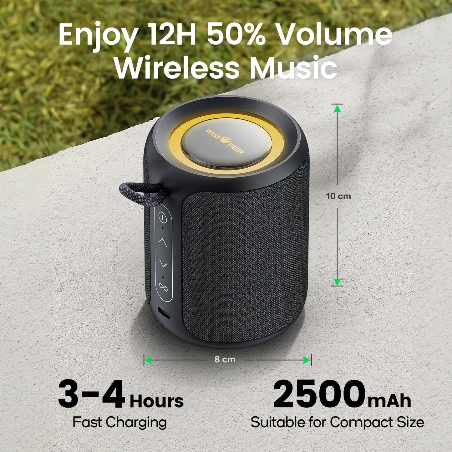 Outdoor Bluetooth Speaker Waterproof with Bass Boost (Black)-4