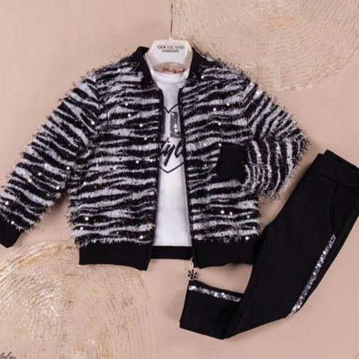 Zebra Fashion Girls Casual Set-0