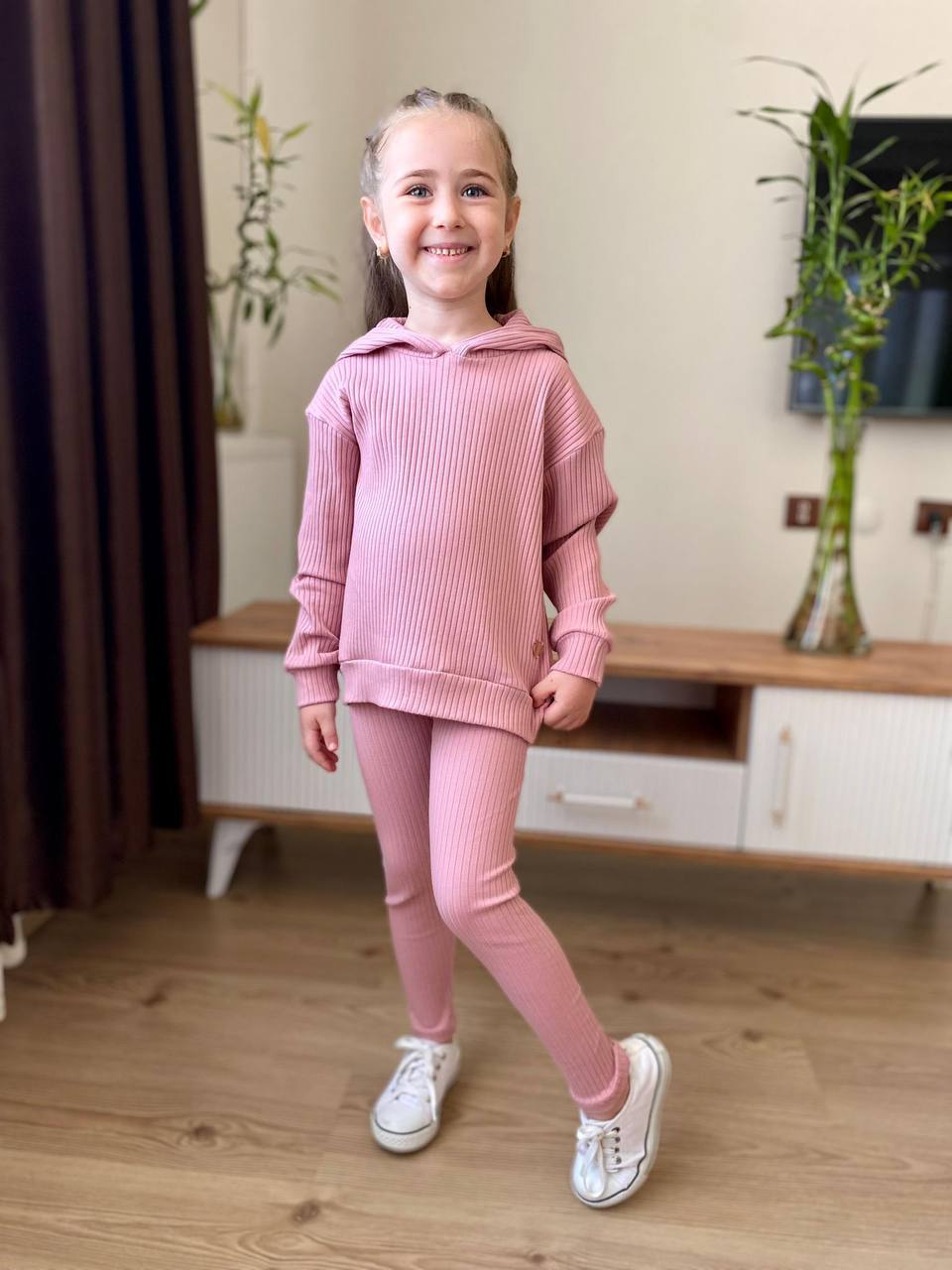 Rib Gorgeous Girl Hoodie Set-1
