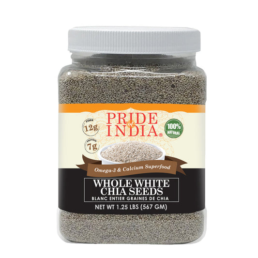 Whole White Chia Seeds - Omega-3 & Calcium Superfood Jar-0