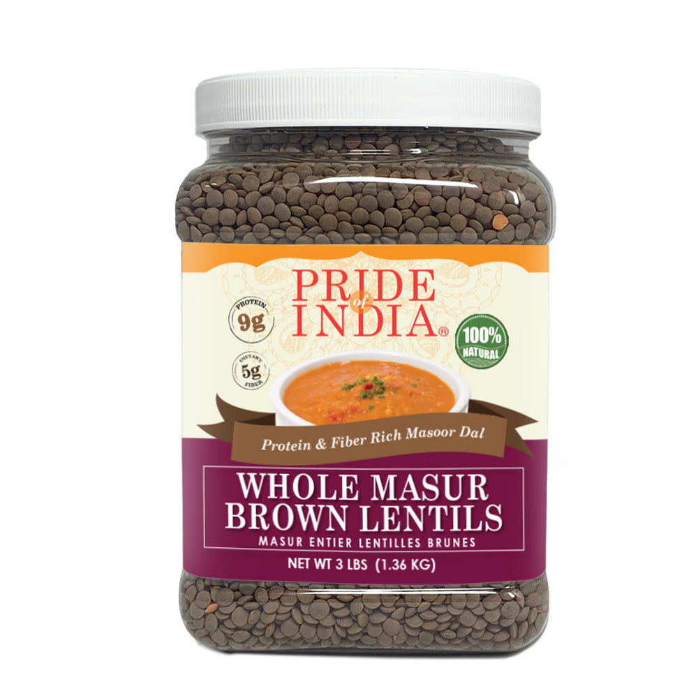 Indian Whole Brown Crimson Lentils - Protein & Fiber Rich Masoor Whole Jar-2