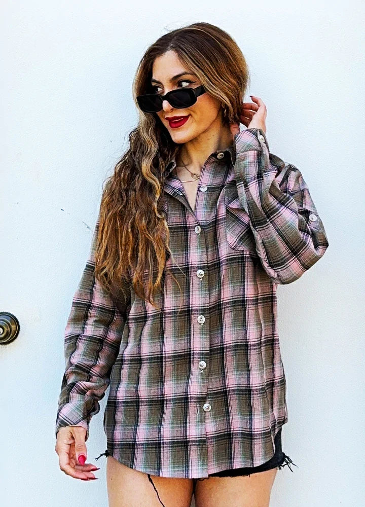 Women's Wildlife Adventure Flannel Plaid Shirt-5