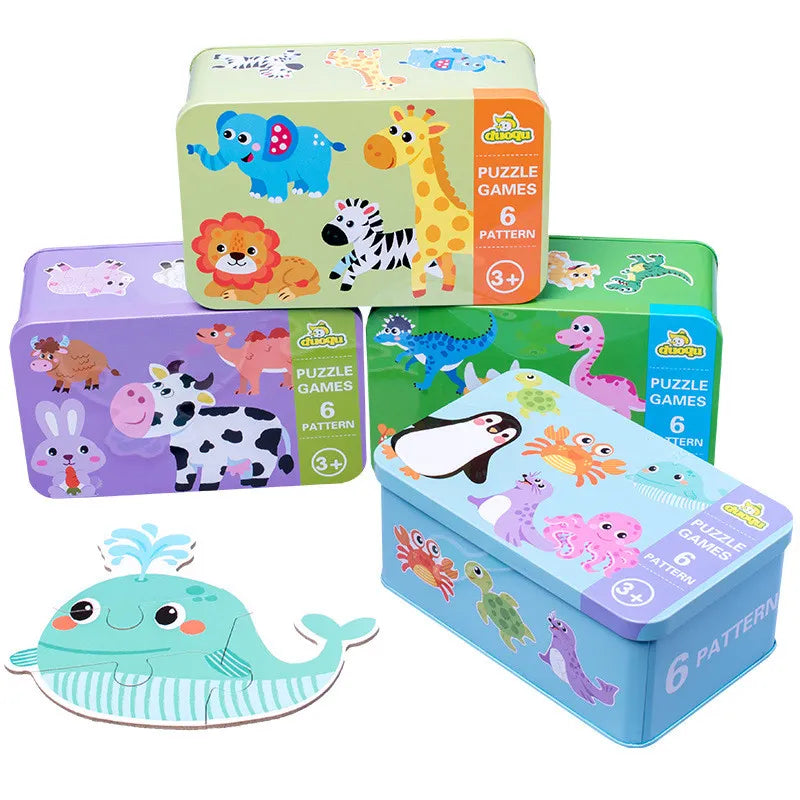 Wooden Cartoon 3D Animals Puzzle-0