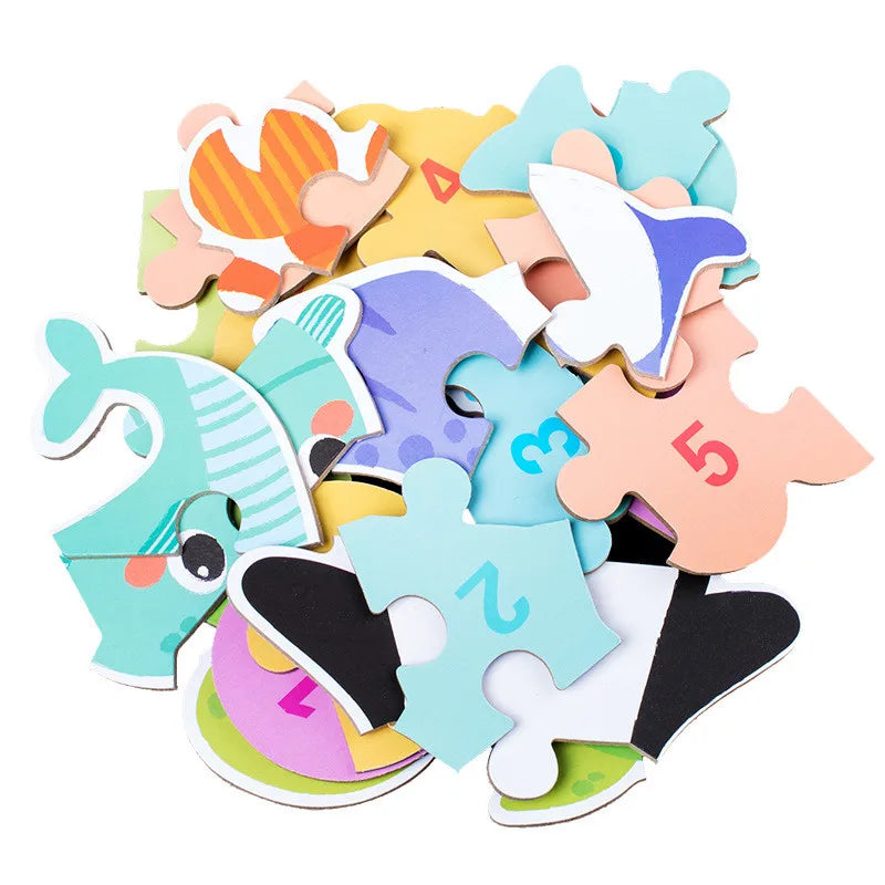 Wooden Cartoon 3D Animals Puzzle-2
