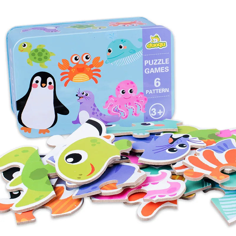 Wooden Cartoon 3D Animals Puzzle-4