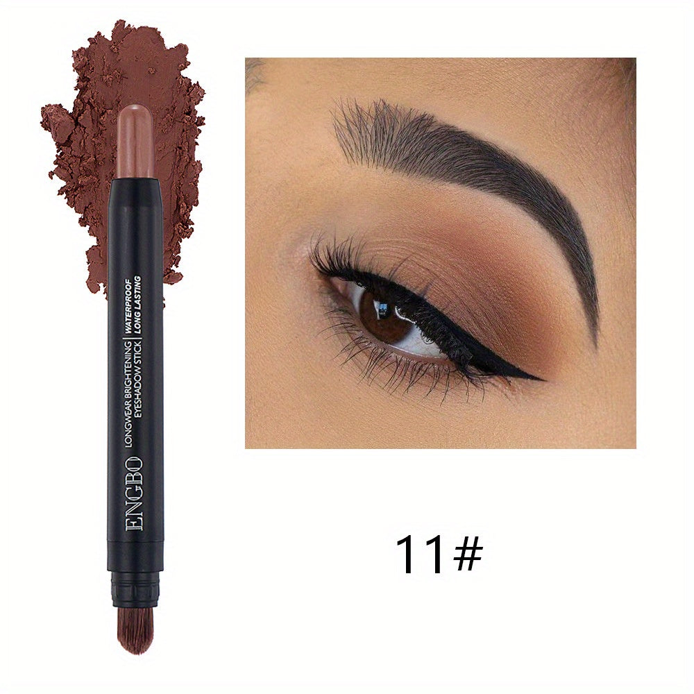 12-Color Smudge-Proof Eyeshadow Stick with Brush Head - Glitter, Matte, and Shimmer Crayon for Long-Lasting Makeup For Music Festival