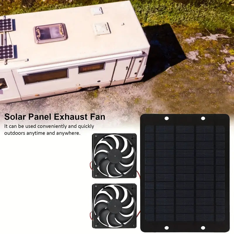 Solar-Powered Electric Ventilator - 10W/12V Dual Fan Pack-2