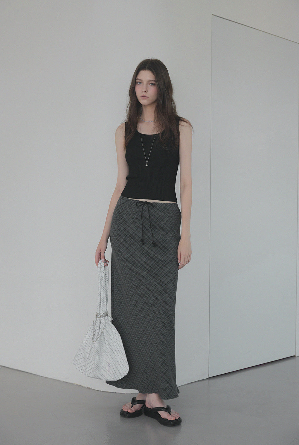 [TWEE] Litt Check Maxi Long Skirt-1