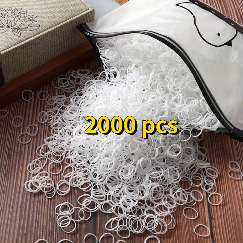 1000/2000pcs 1000/2000 Pcs Colorful Nylon Hair Ties & Headbands Set with Storage Bag for Girls