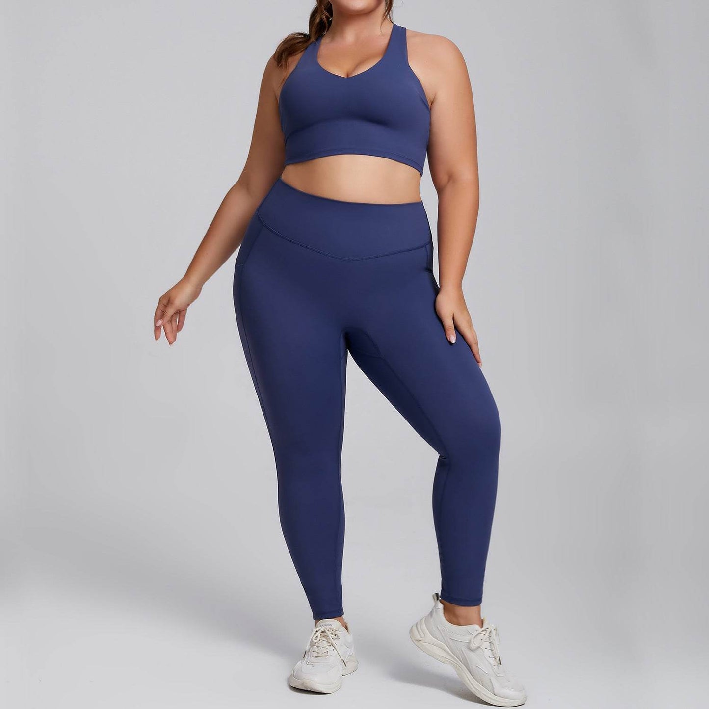 Plus Size Women Sports Workout Gym - Sleeveless Crop and Pant