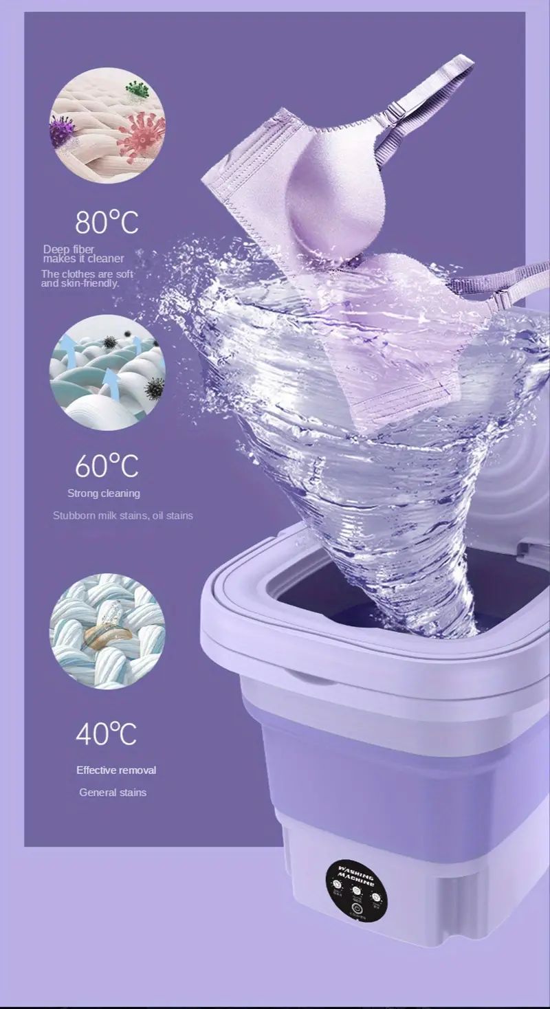 1pc Portable 2.11gal Washing Machine For Camping, RV, Travel, And Home Use - Perfect For Washing Underwear, Bras, Socks, And More