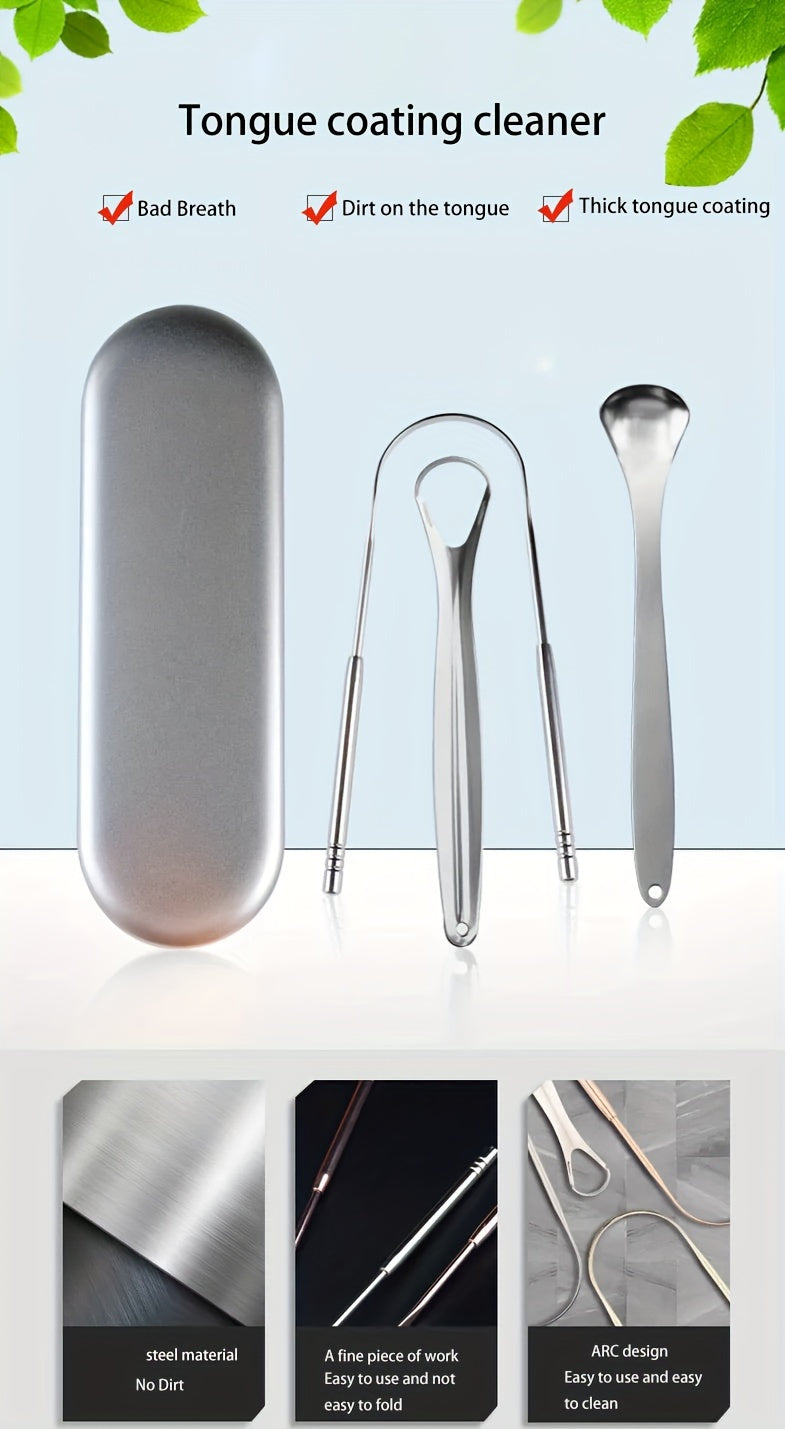 Tongue Scraper, Halitosis Reduction, Stainless Steel Tongue Cleaner, Metal Scraper, Tongue Scraper Cleaner For Fresh Breath