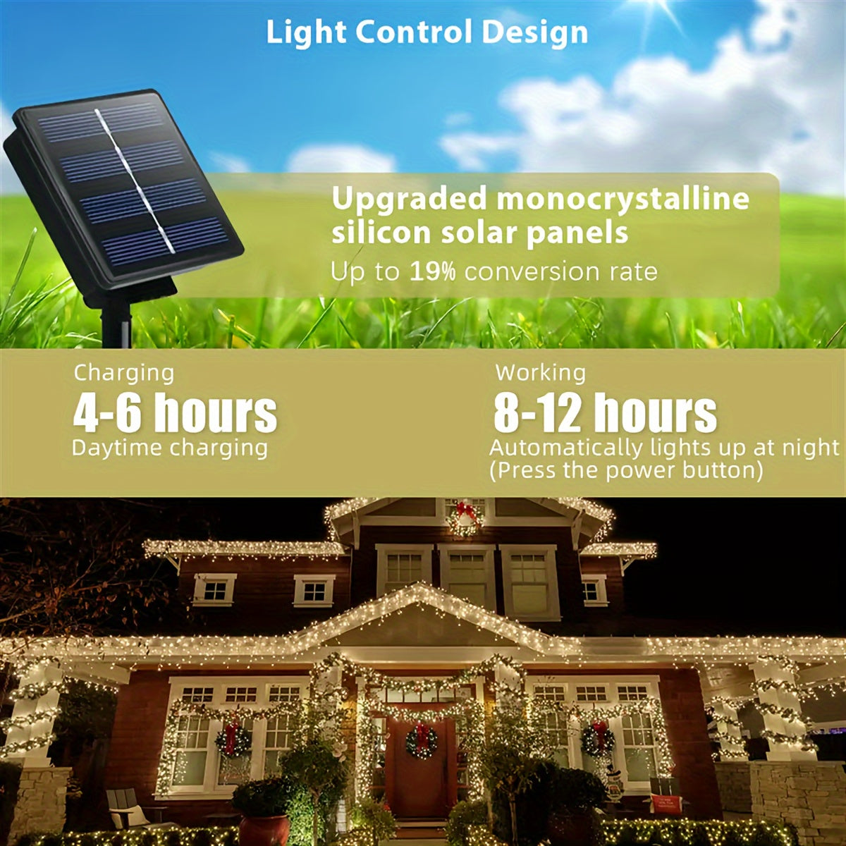 Outdoor Solar String Light, 32.8 Feet 100 LED Solar Fairy Light With 8 Modes, Copper Wire Light, Party Tree, Courtyard Ramadan Valentine's Day Decoration