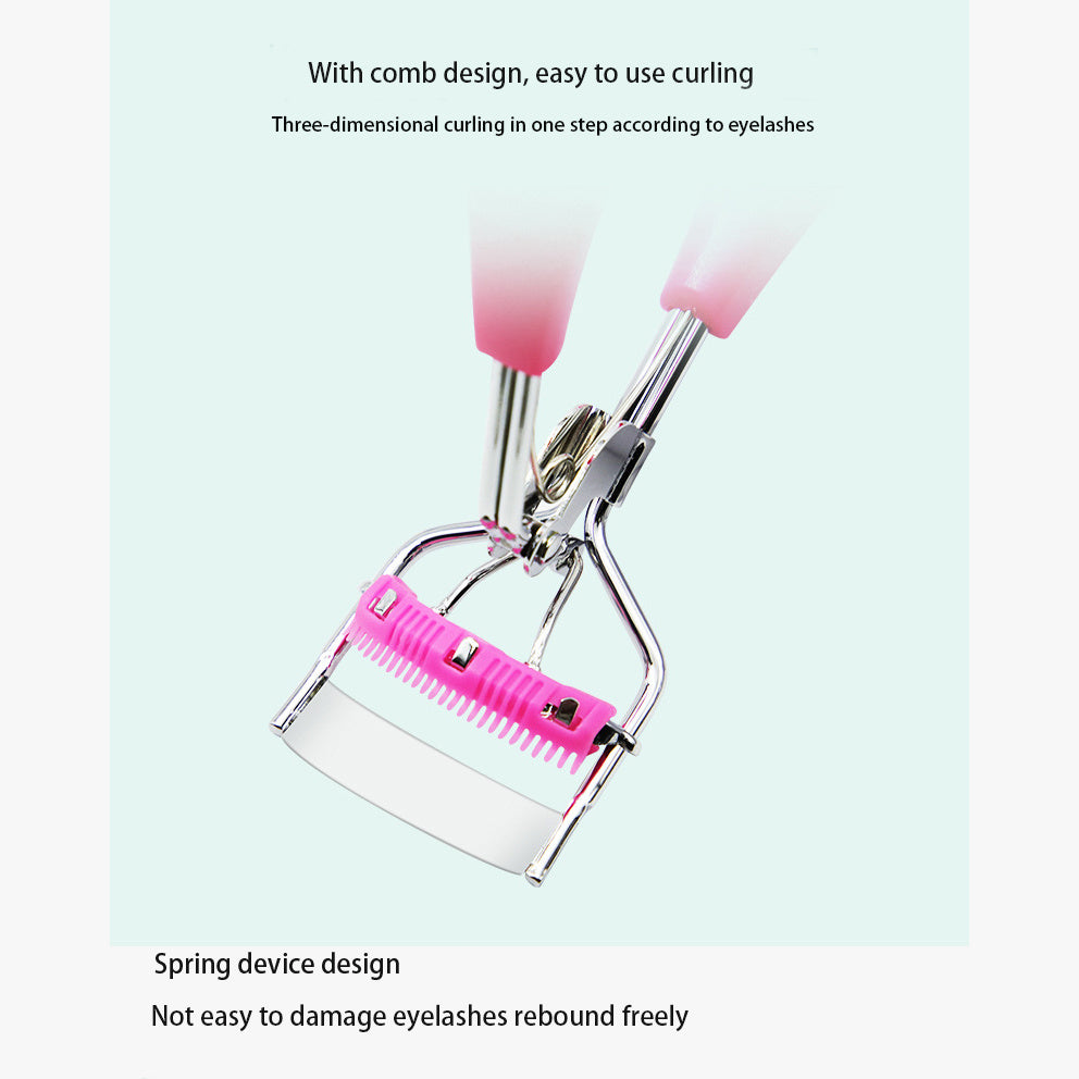 1pc Wide Angle Eyelash Curler With Built In Comb Eye Lash Clip Cosmetic Makeup Lash Curling Auxiliary Tool For Women Lash Curlers, Multicolor