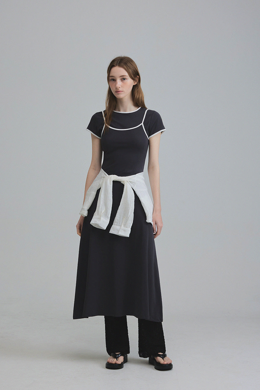 [TWEE] Bibel Contrast T-Shirt Dress Set-5