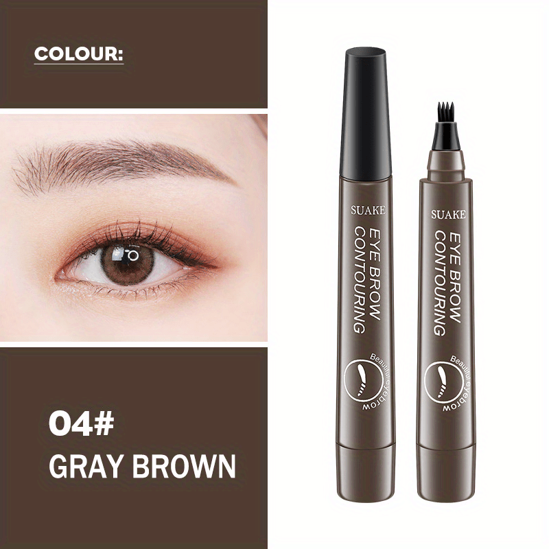5 colors Natural Looking Waterproof Eyebrow Pen with 4 Split Head for Microblading and Makeup