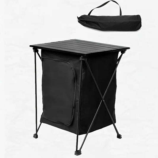 Portable Aluminum Alloy Folding Table for Outdoor Camping - Black-0
