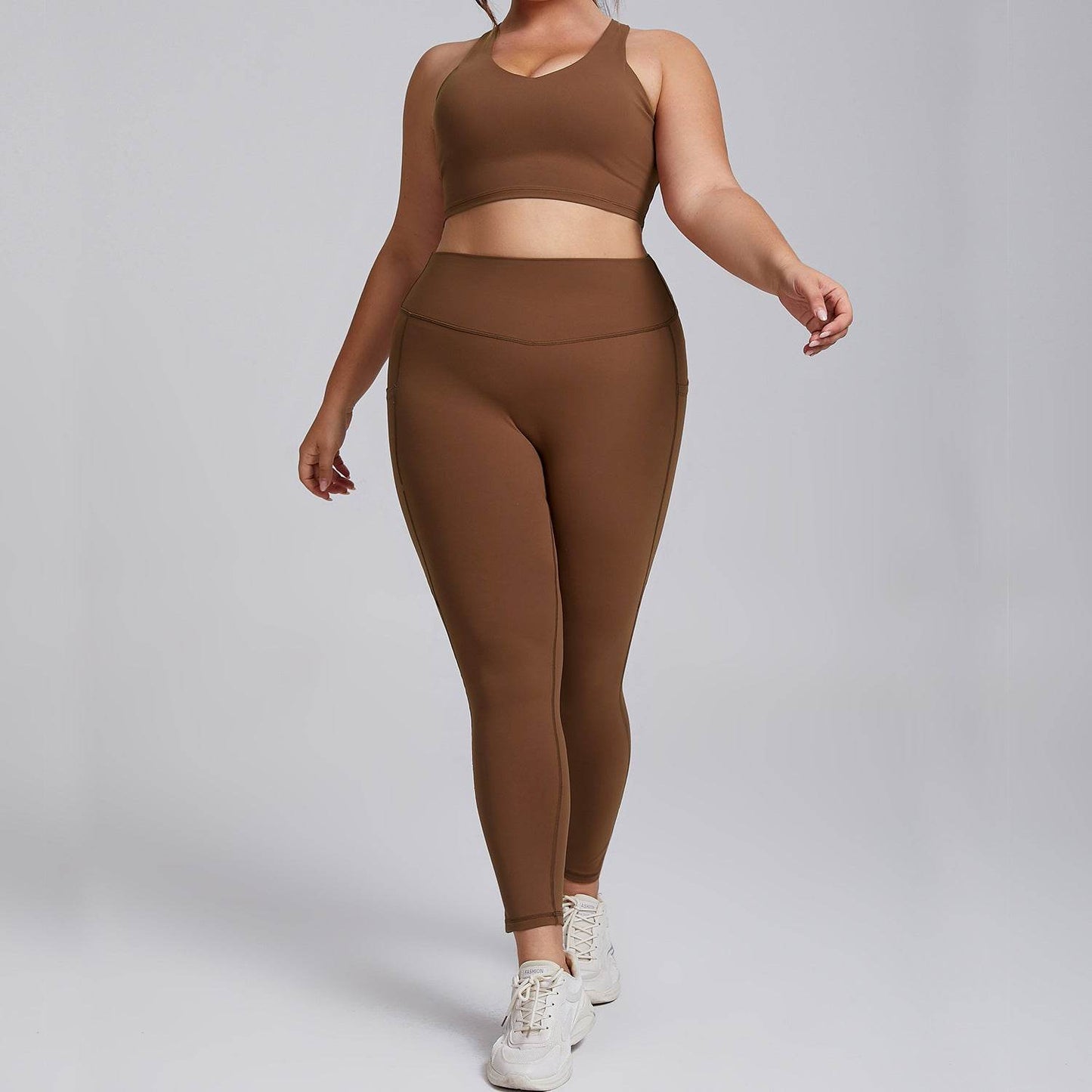 Plus Size Women Sports Workout Gym - Sleeveless Crop and Pant