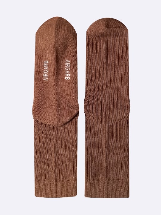 airgarb soft cotton comfort premium crew brown men women front back flat view socks