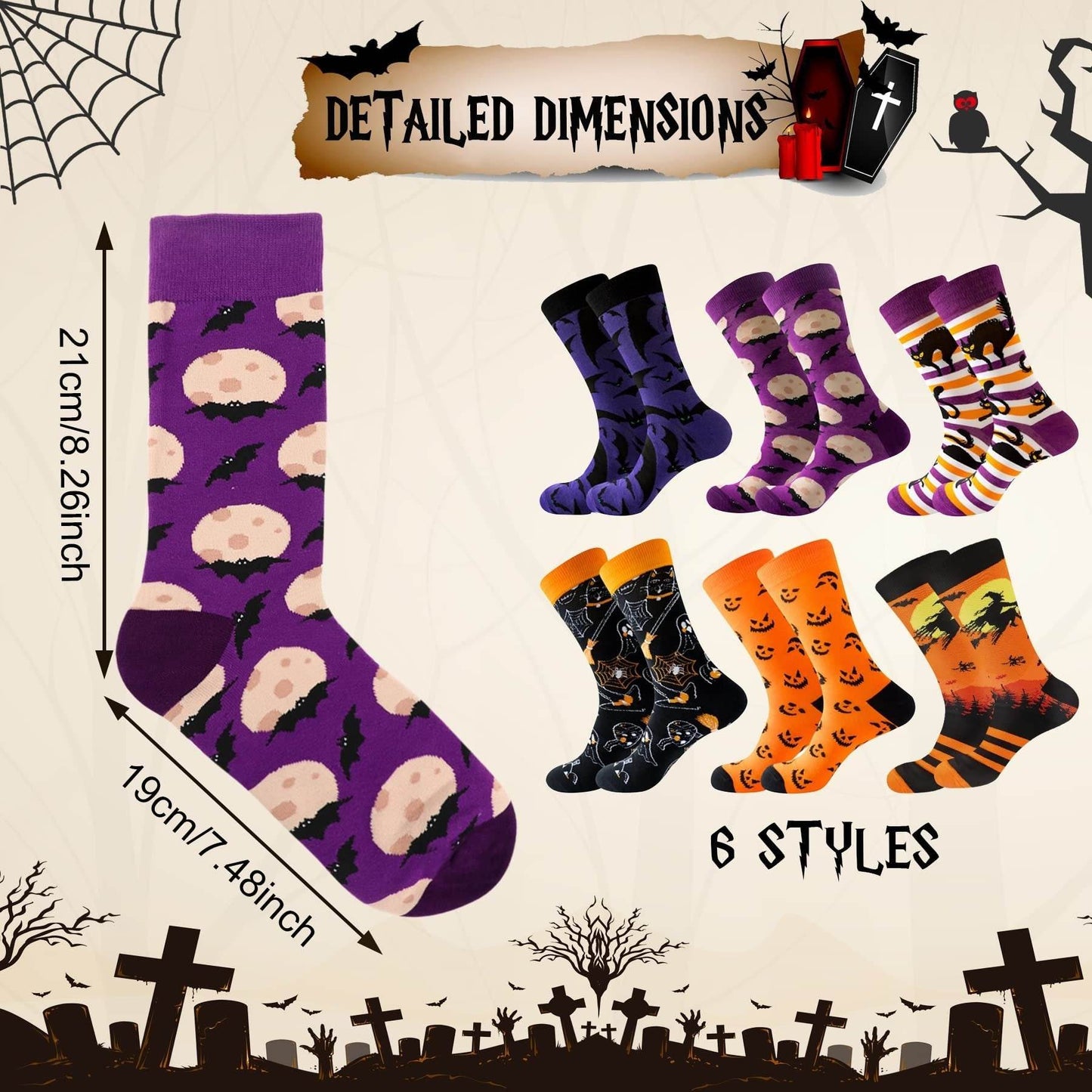 6 Pairs Halloween Christmas Socks For Men Women Girls Funny Xmas Socks Santa Claus Elk Cotton Sock Set-Cannot Be Listed On Amazon Platform