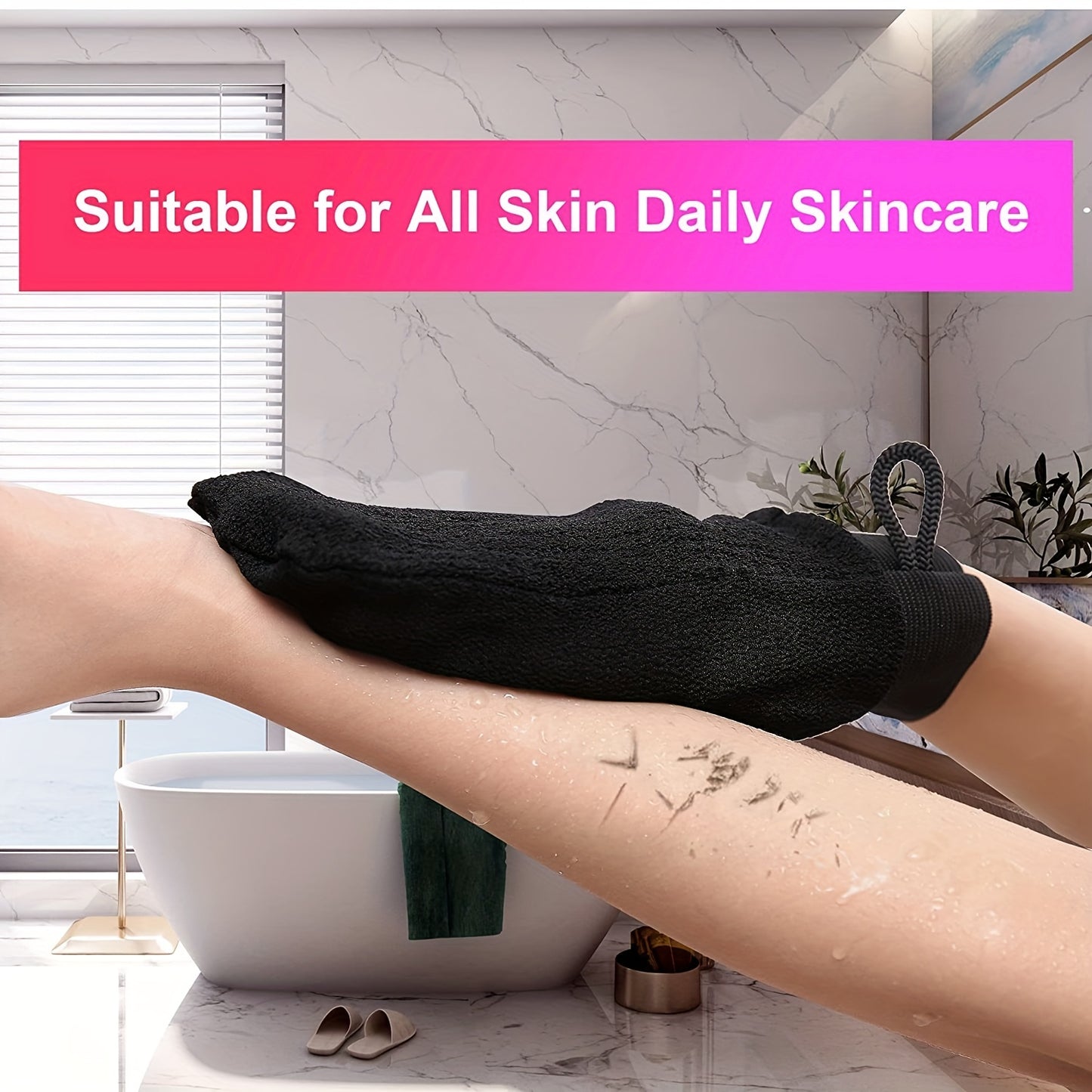 Deep Exfoliating Mitt - 100% Viscose Fiber Body Scrubber for Gentle Skin Exfoliation, Removing Dead Skin Cells and Dirt, Softening Rough Patches, and Revealing Smoother Skin Tone