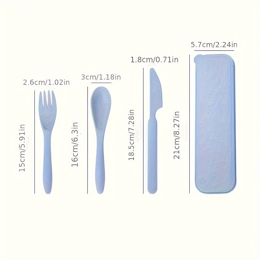3 In 1 Camping Utensil Set, Reusable Utensils Set With Case, Travel Utensils, Portable Utensils Set, Plastic Case For Travel Picnic Camping Or Daily Use