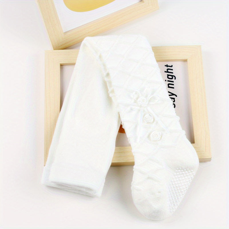 Adorable Baby Leggings With Soft Combed Cotton And Slip-on Pantyhose In Rose Petal Design