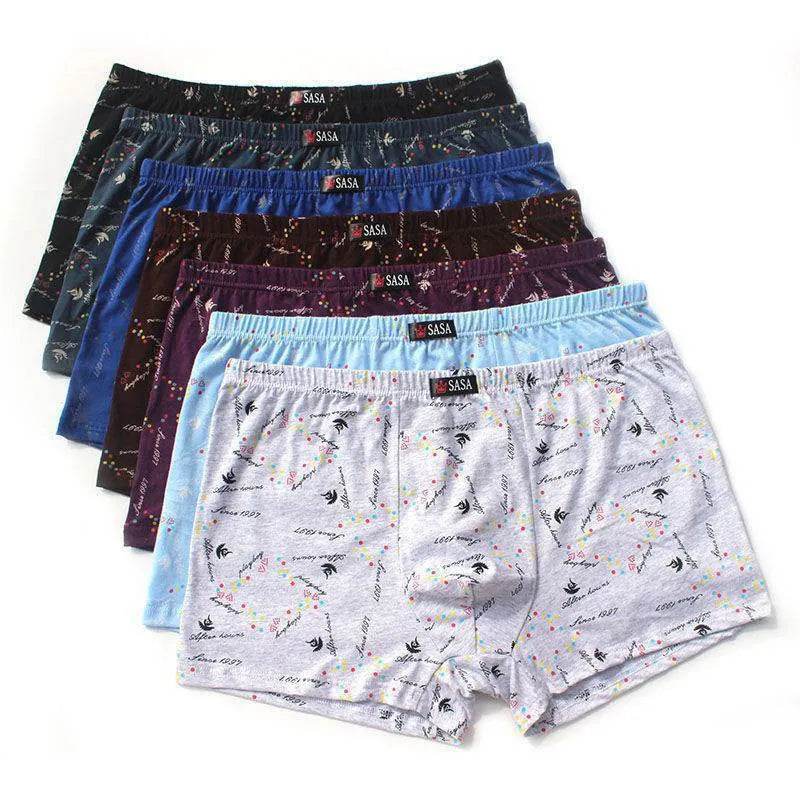 Men's  Underpants Cotton 6 Pcs  Printed Boxer Mid Waist underwear