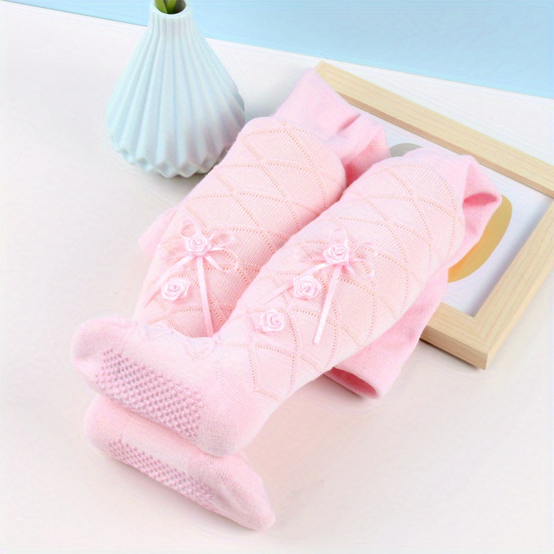 Adorable Baby Leggings With Soft Combed Cotton And Slip-on Pantyhose In Rose Petal Design