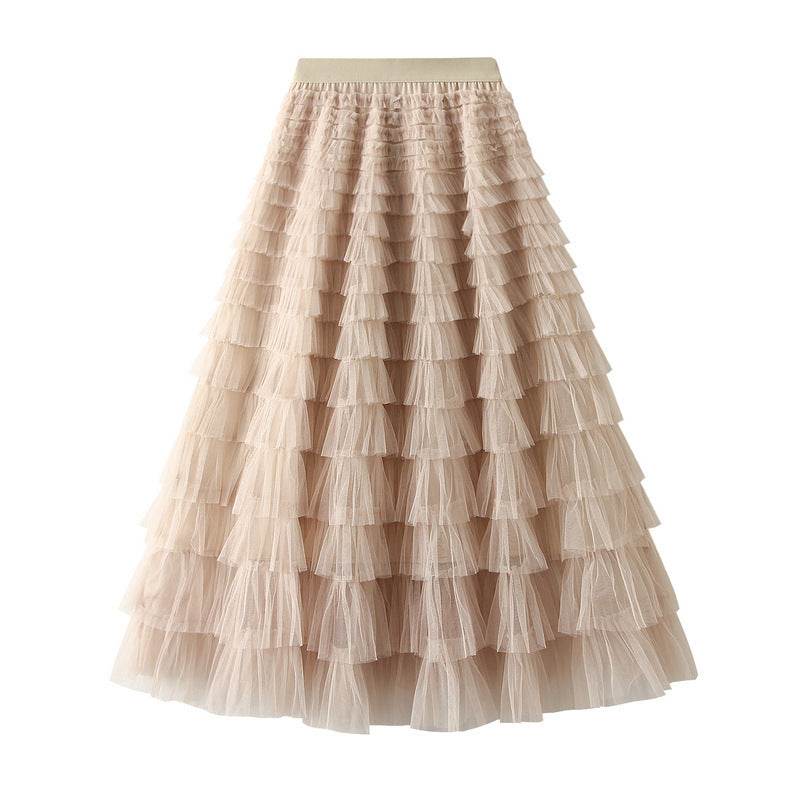 Cake Skirt Women's White Gauze long Layered tulle Skirt