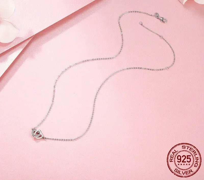 Connected Hearts: Sterling Silver Star/Heart/Cat Pendant Necklace