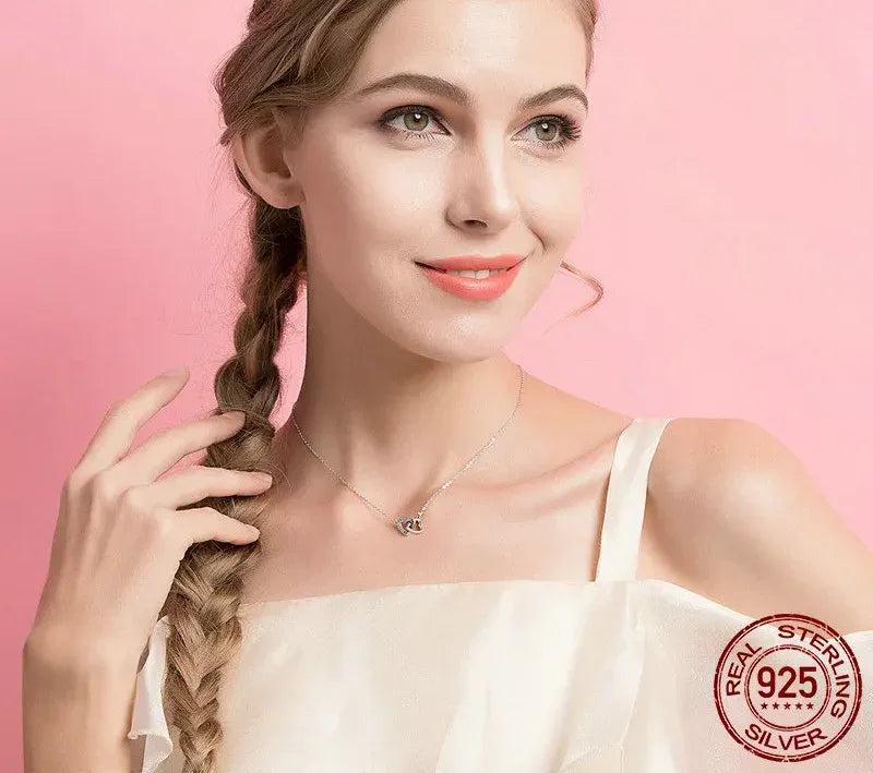 Connected Hearts: Sterling Silver Star/Heart/Cat Pendant Necklace