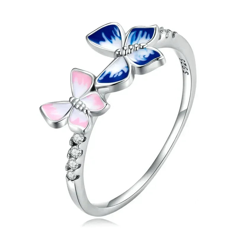Flutter of Elegance: Sterling Silver CZ Butterfly Band Ring
