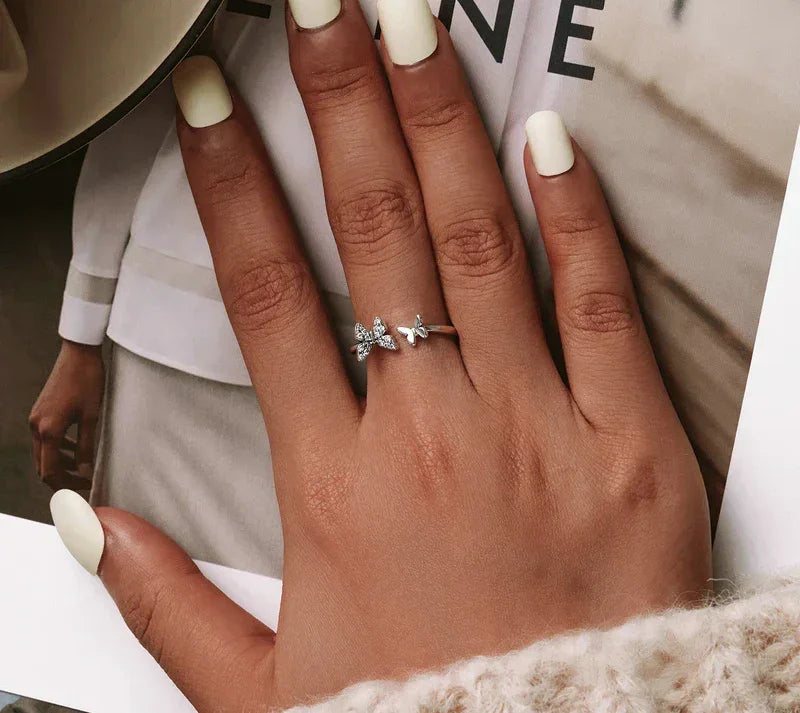 Dazzling Butterfly Sterling Silver Open Ring: A Symbol of Freedom