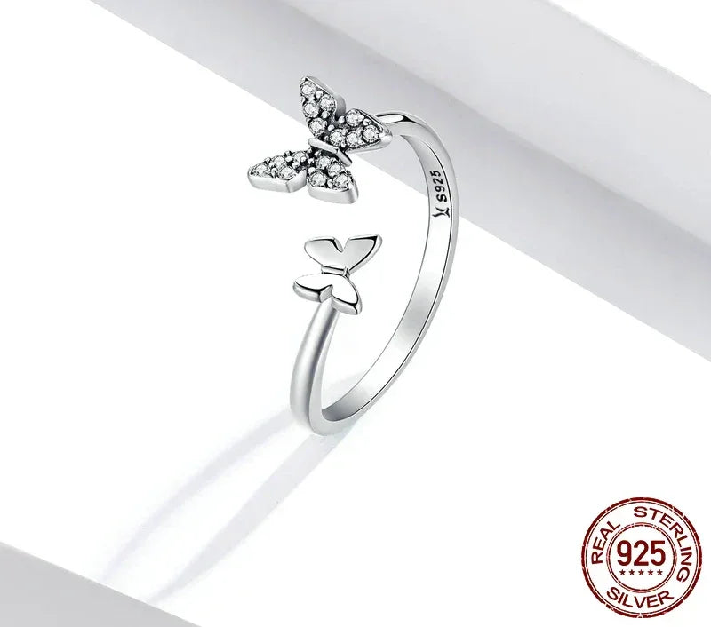 Dazzling Butterfly Sterling Silver Open Ring: A Symbol of Freedom