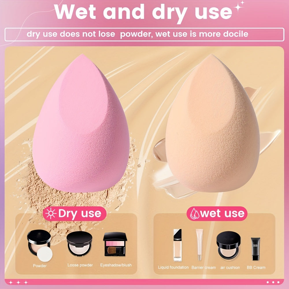 8pcs Pink Makeup Sponges For Blending Liquid Foundations Powders & Creams, Flawless Professional Streak Free Application, Ideal For Makeup Beginner Artist