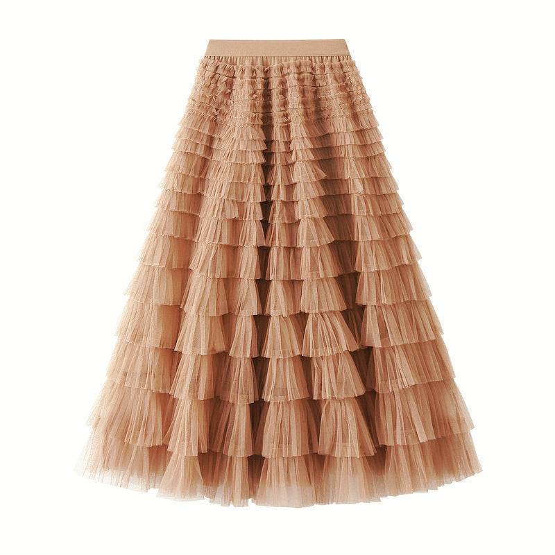 Cake Skirt Women's White Gauze long Layered tulle Skirt