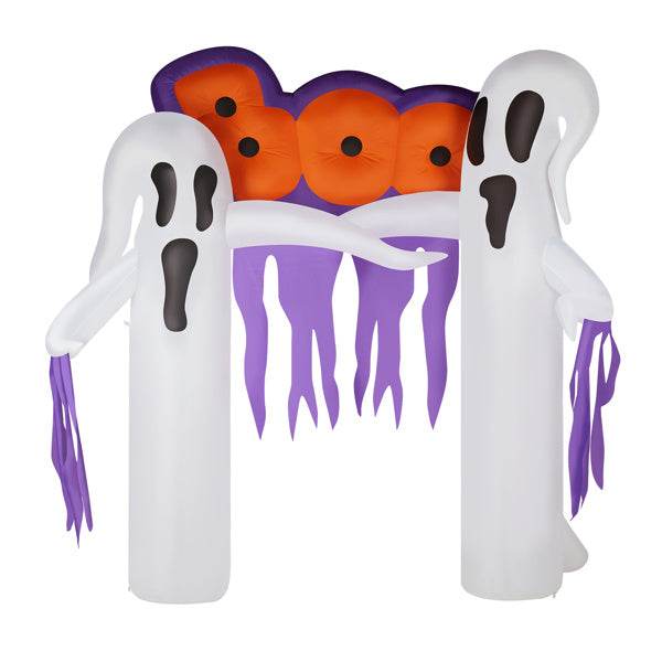 9.8ft White Ghost Arch 3 LED Lights And 2 Colorful Light Plates Halloween Inflatable Decoration