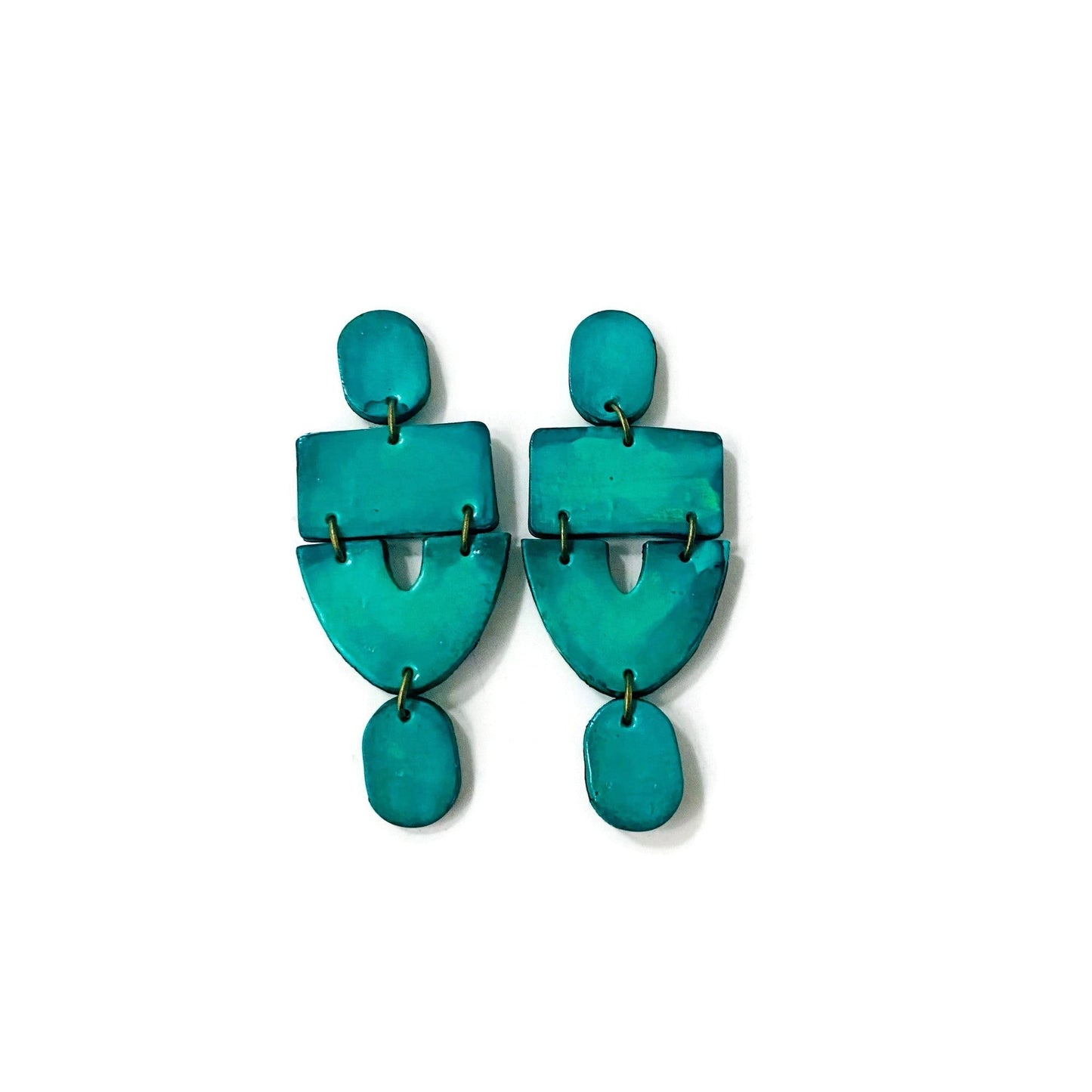 Black & White Marbled Statement Earrings- "Lee"-5