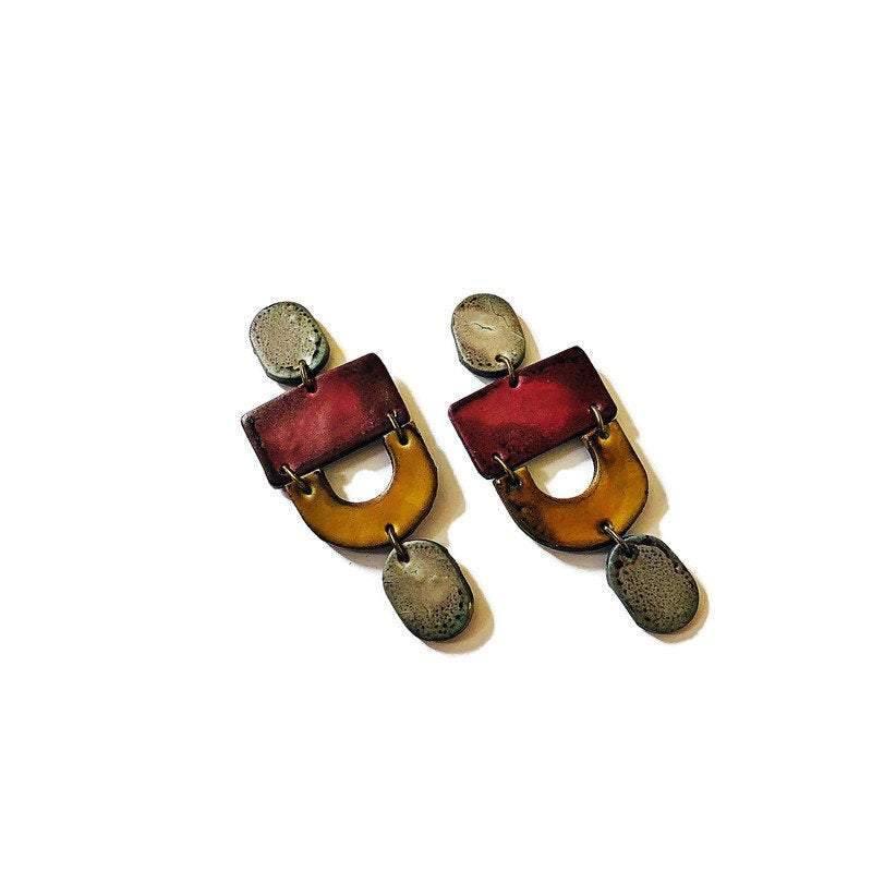 Black & White Marbled Statement Earrings- "Lee"-9